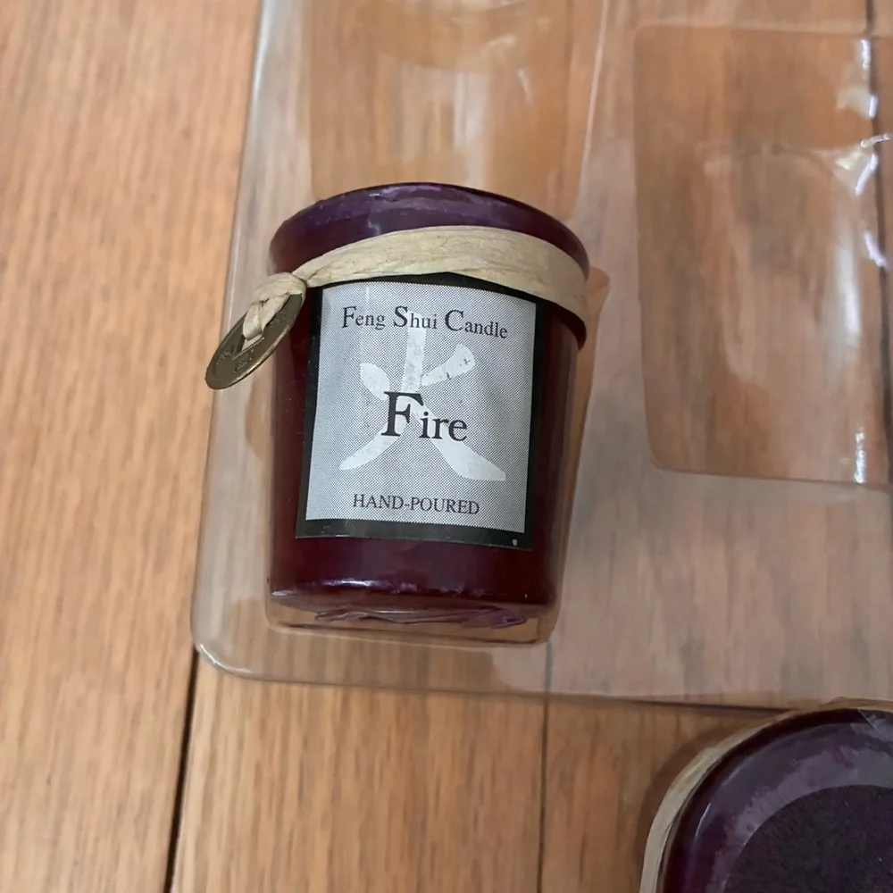 Feng Shui Candle Set, color Wine, Hand Poured.